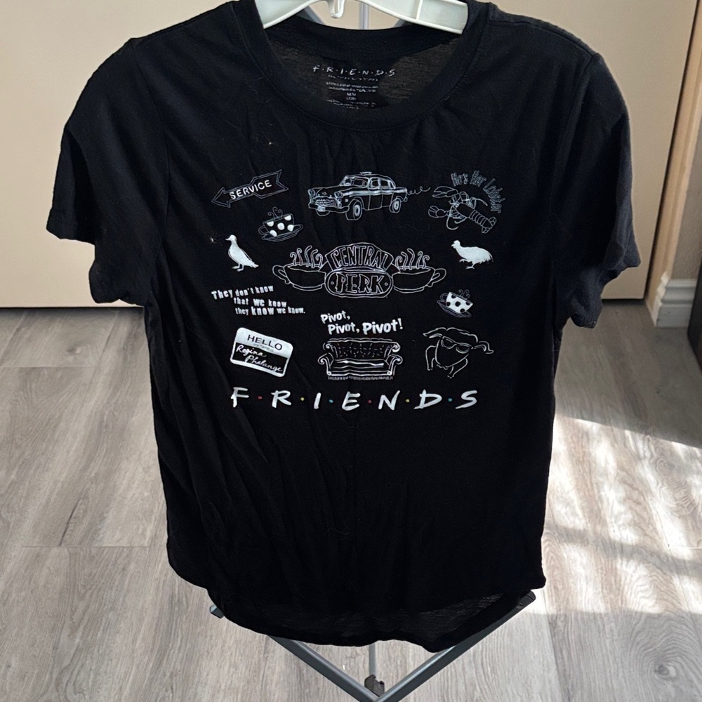 FRIENDS Black Tee with White Graphics